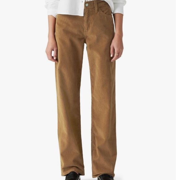 Levi's Women 94 Baggy Corduroy Jean‎ Ermine Camel Tan Wash Mid Rise Straight Leg - Picture 1 of 9